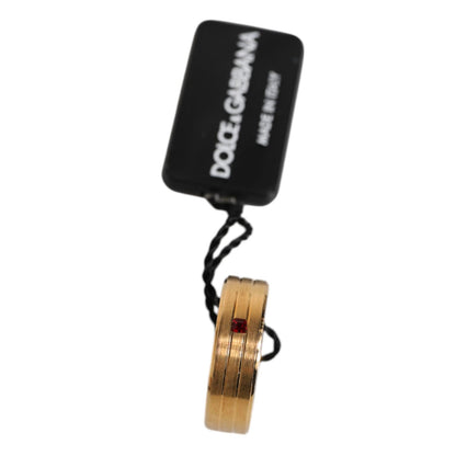 Dolce & Gabbana Gold Tone Brass Red Crystal DG Logo Ring Dolce & Gabbana