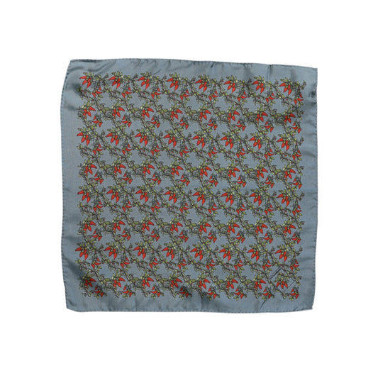 Dolce & Gabbana Gray Chilis Silk Square Men Foulard Scarf Dolce & Gabbana