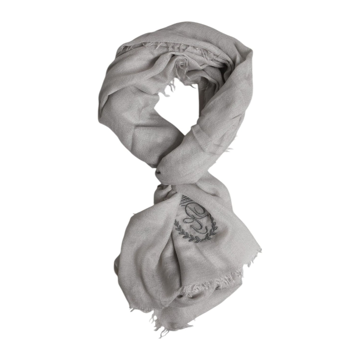 Dolce & Gabbana Gray DG Crown Neck Warmer Wrap Shawl Scarf Dolce & Gabbana