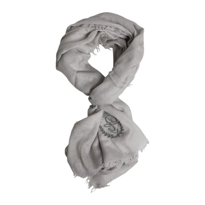 Dolce & Gabbana Gray DG Crown Neck Warmer Wrap Shawl Scarf Dolce & Gabbana