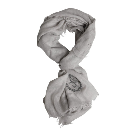 Dolce & Gabbana Gray DG Crown Neck Warmer Wrap Shawl Scarf Dolce & Gabbana