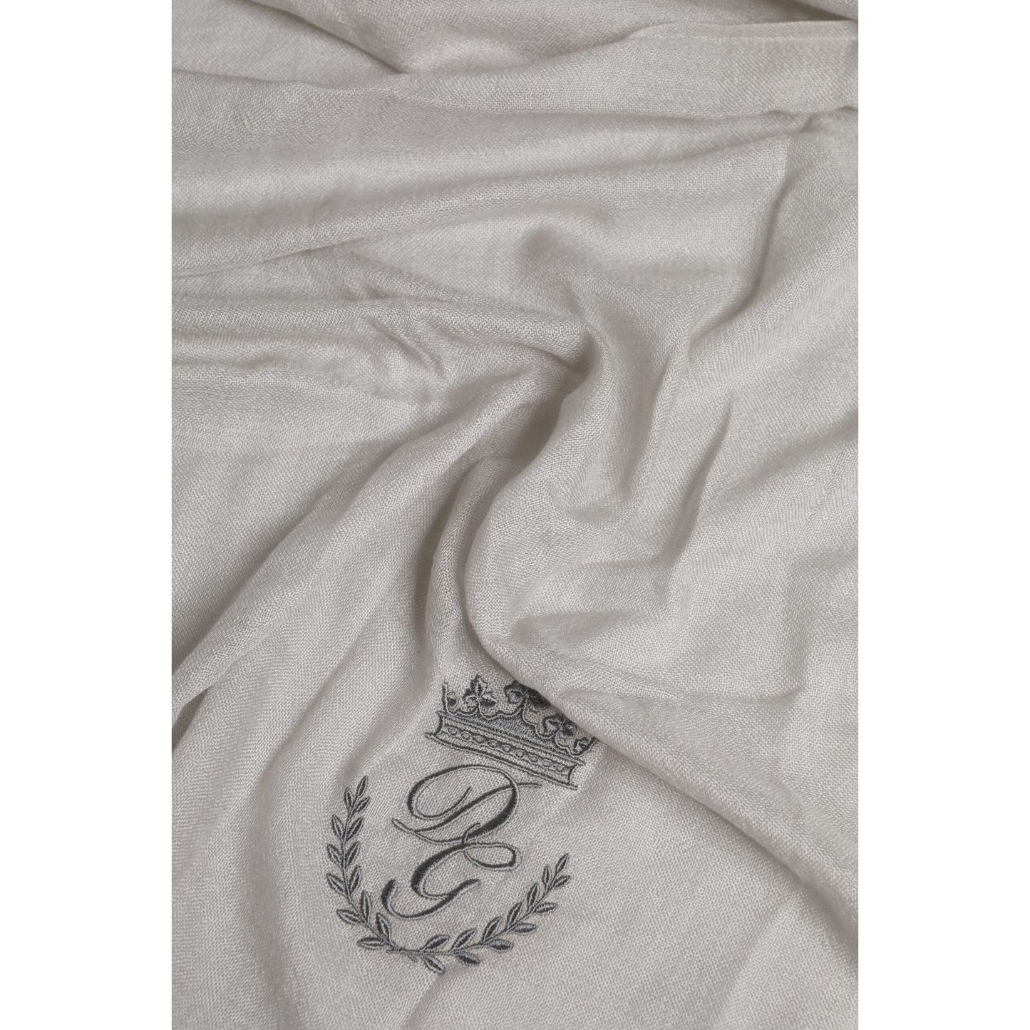 Dolce & Gabbana Gray DG Crown Neck Warmer Wrap Shawl Scarf Dolce & Gabbana
