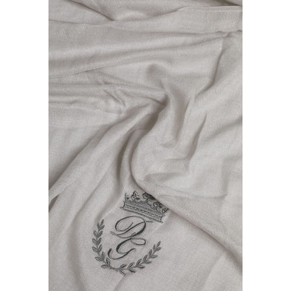 Dolce & Gabbana Gray DG Crown Neck Warmer Wrap Shawl Scarf Dolce & Gabbana