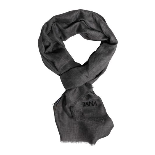 Dolce & Gabbana Gray Logo Print Neck Warmer Wrap Shawl Scarf Dolce & Gabbana