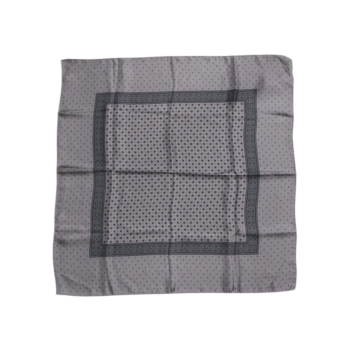 Dolce & Gabbana Gray Polka Dot Silk Square Men Foulard Scarf Dolce & Gabbana
