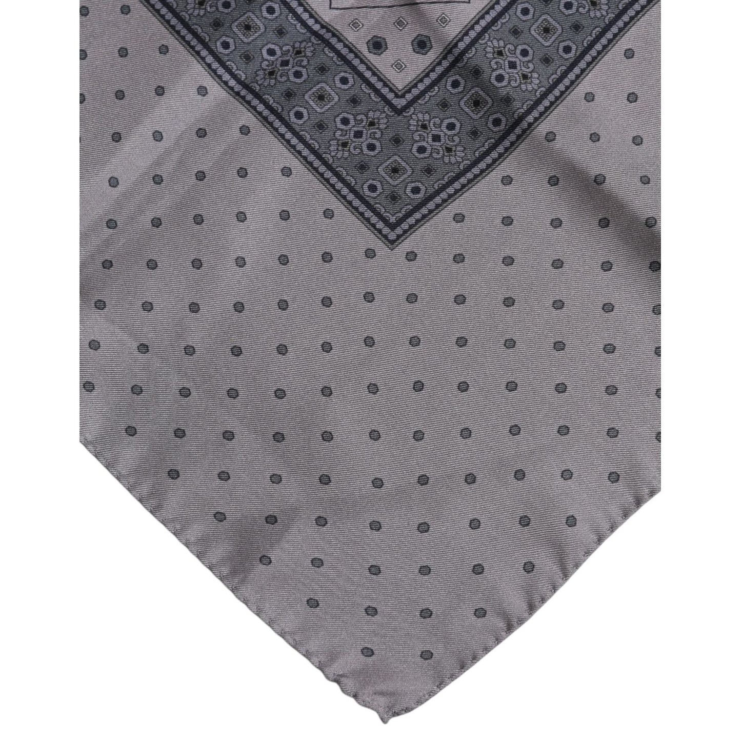 Dolce & Gabbana Gray Polka Dot Silk Square Men Foulard Scarf Dolce & Gabbana