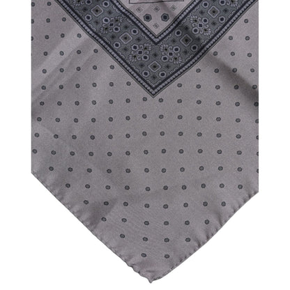 Dolce & Gabbana Gray Polka Dot Silk Square Men Foulard Scarf Dolce & Gabbana