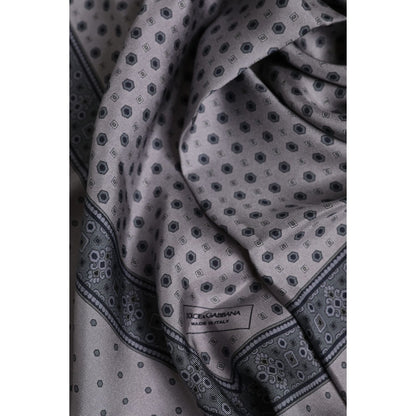 Dolce & Gabbana Gray Polka Dot Silk Square Men Foulard Scarf Dolce & Gabbana