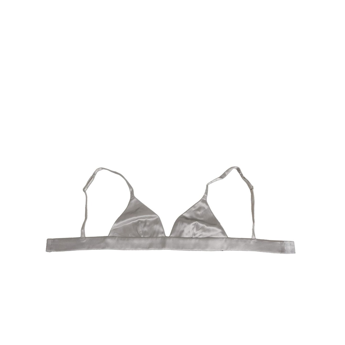 Dolce & Gabbana Gray Silk Satin Triangle Soft Cup Bra Underwear