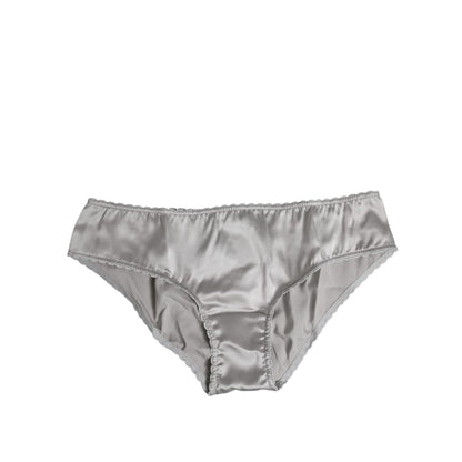 Dolce & Gabbana Gray Silk Stretch Bottom Low Waist Panty Underwear Dolce & Gabbana