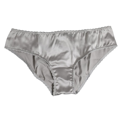 Dolce & Gabbana Gray Silk Stretch Bottom Low Waist Panty Underwear Dolce & Gabbana