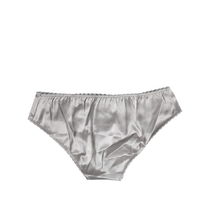 Dolce & Gabbana Gray Silk Stretch Bottom Low Waist Panty Underwear Dolce & Gabbana