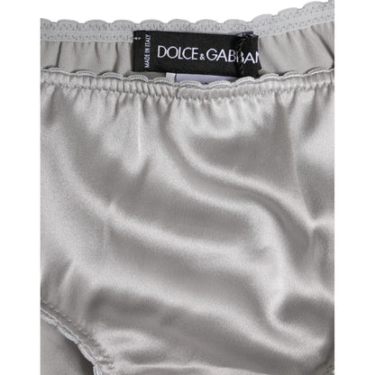 Dolce & Gabbana Gray Silk Stretch Bottom Low Waist Panty Underwear Dolce & Gabbana