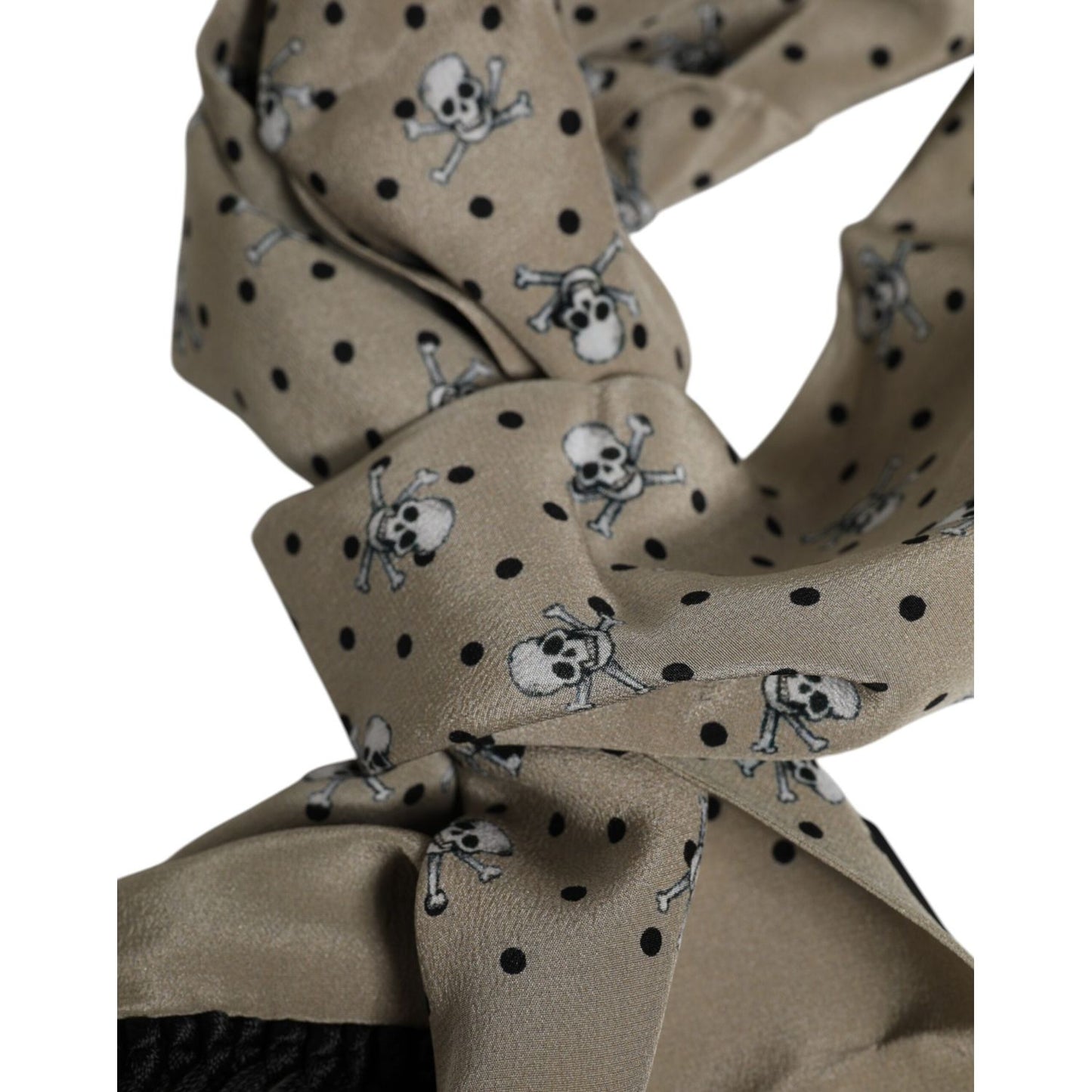 Dolce & Gabbana Gray Skulls Silk Fringes Men Foulard Scarf Dolce & Gabbana