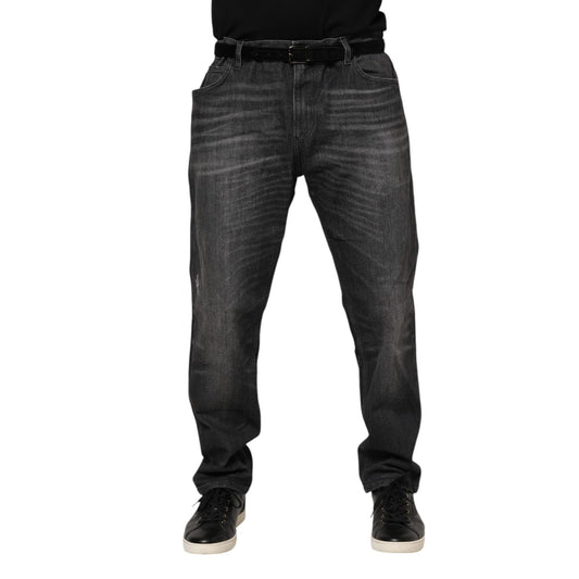 Dolce & Gabbana Gray Washed Cotton Loose Denim Jeans Dolce & Gabbana