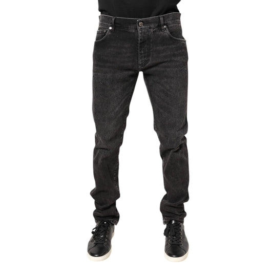 Dolce & Gabbana Gray Washed Cotton Skinny Denim Jeans Dolce & Gabbana