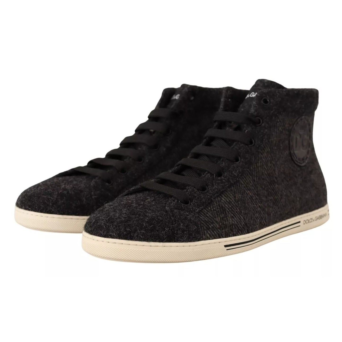 Dolce & Gabbana Gray Wool Cotton Casual High Top Sneakers
