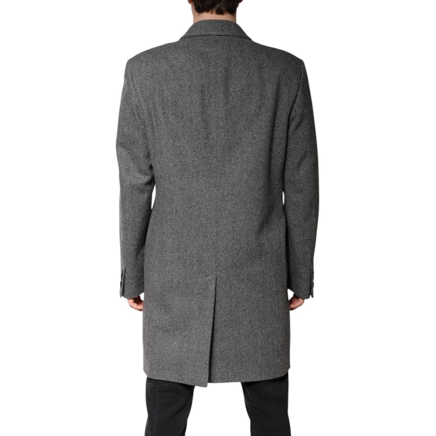 Dolce & Gabbana Gray Wool Single Breasted Trench Coat Jacket Dolce & Gabbana