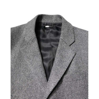 Dolce & Gabbana Gray Wool Single Breasted Trench Coat Jacket Dolce & Gabbana