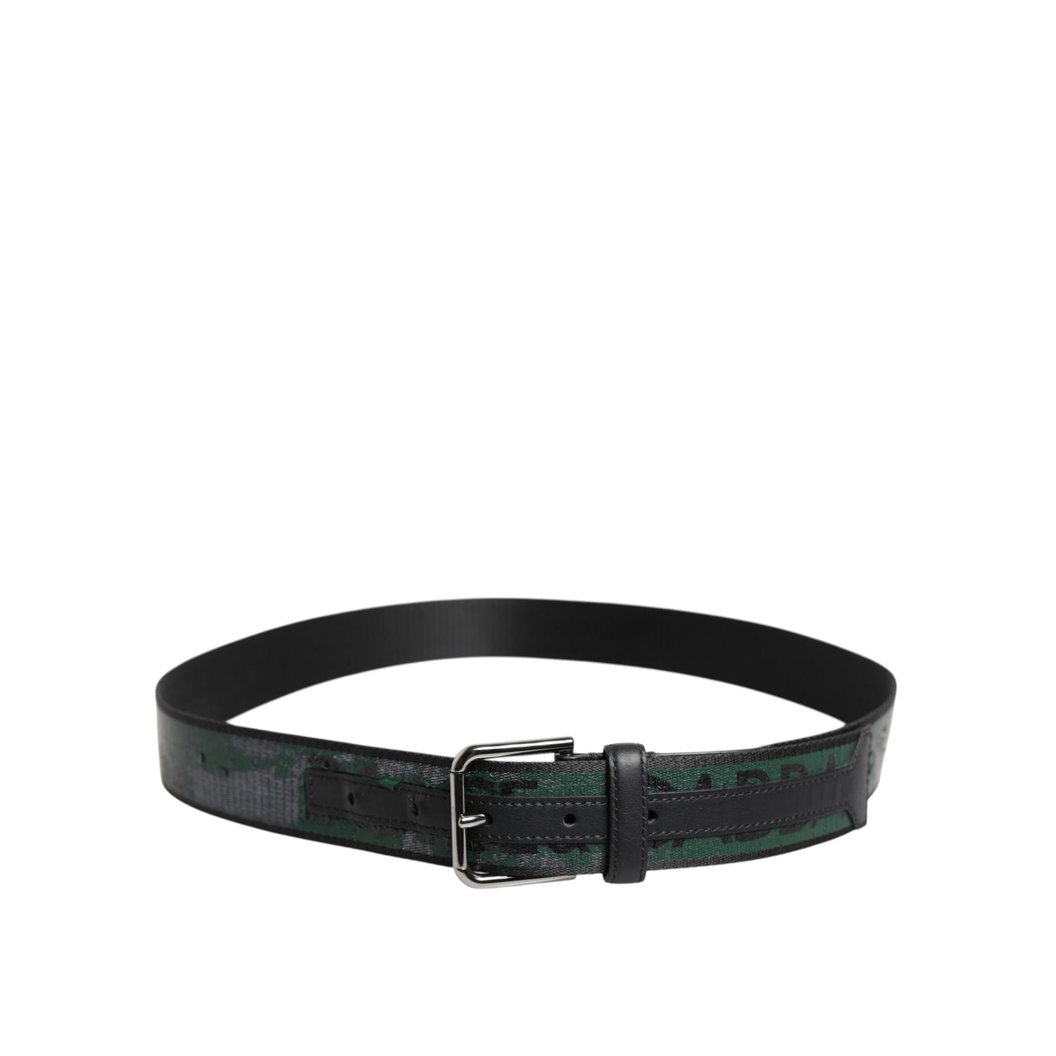 Dolce & Gabbana Green Black Polyester DG Logo Buckle Belt