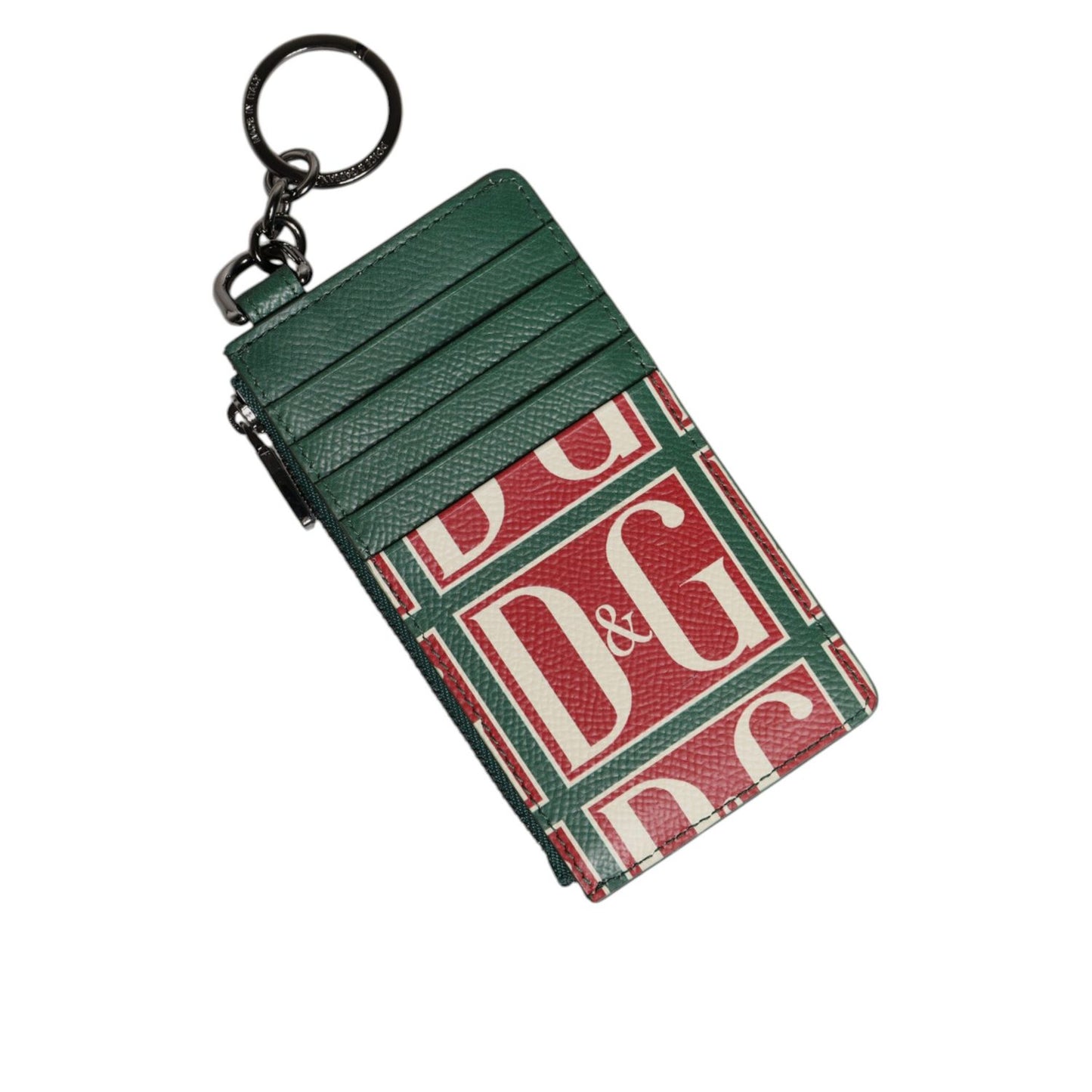 Dolce & Gabbana Green Calf Leather Logo Print Monogram Card Holder Wallet Dolce & Gabbana
