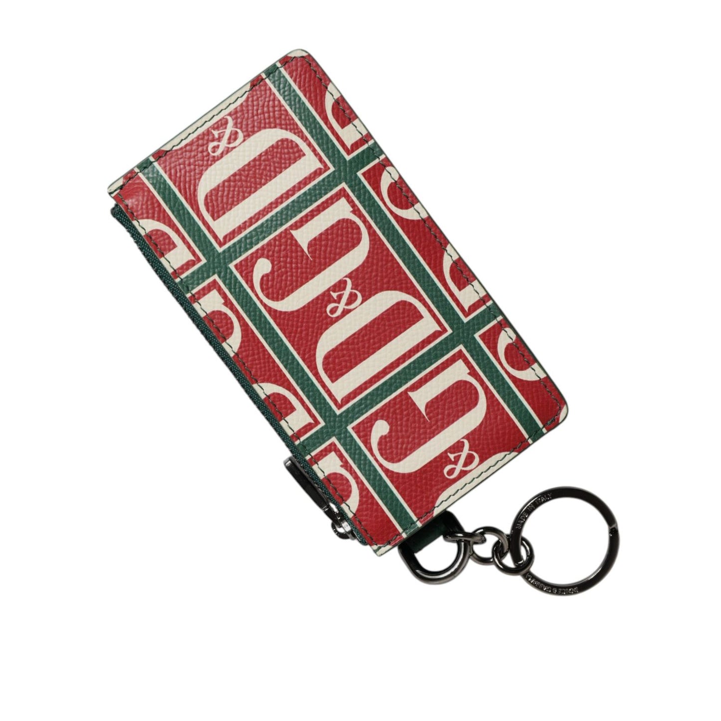 Dolce & Gabbana Green Calf Leather Logo Print Monogram Card Holder Wallet Dolce & Gabbana