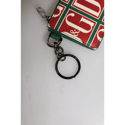 Dolce & Gabbana Green Calf Leather Logo Print Monogram Card Holder Wallet Dolce & Gabbana