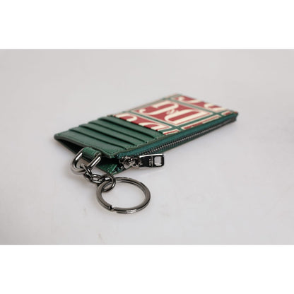 Dolce & Gabbana Green Calf Leather Logo Print Monogram Card Holder Wallet Dolce & Gabbana