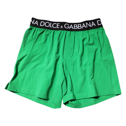 Dolce & Gabbana Green Cotton Regular Boxer Shorts Underwear Dolce & Gabbana