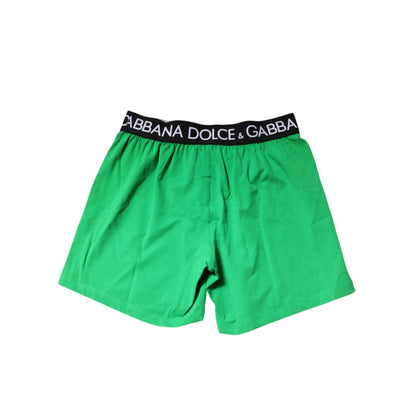 Dolce & Gabbana Green Cotton Regular Boxer Shorts Underwear Dolce & Gabbana