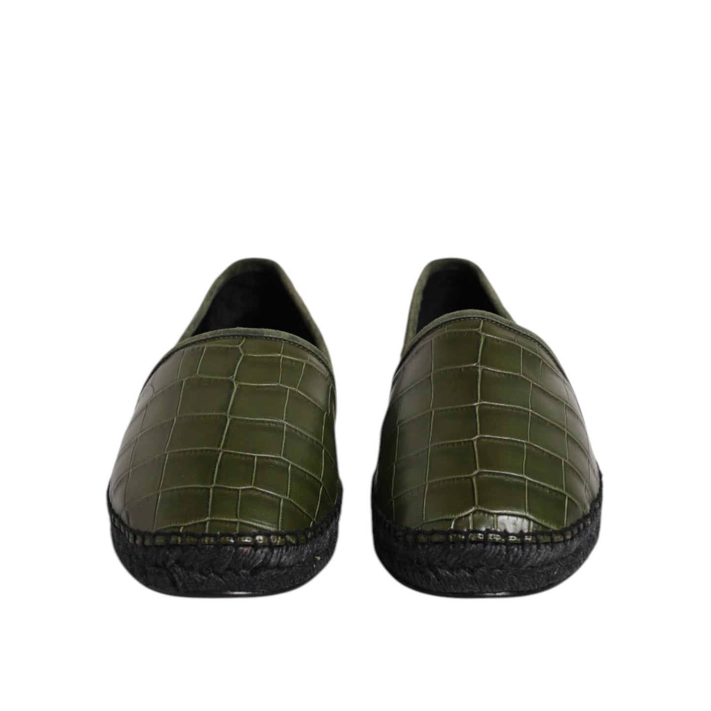 Dolce & Gabbana Green Exotic Leather Espadrilles Slip On Shoes