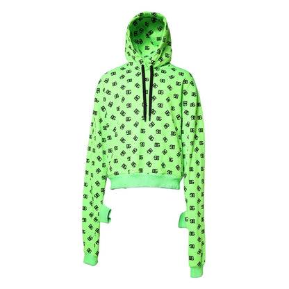 Dolce & Gabbana Green Polyester DGLogo Print Hooded Sweater Dolce & Gabbana