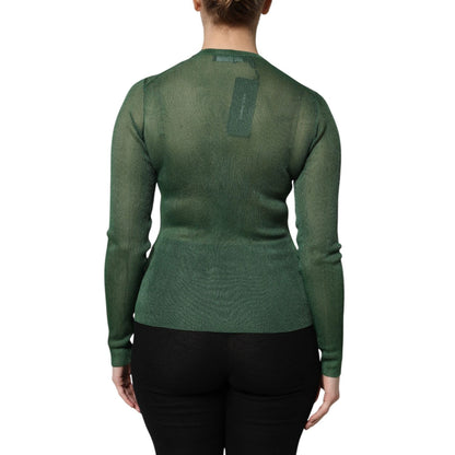 Dolce & Gabbana Green Polyester Long Sleeves Cardigan Sweater Dolce & Gabbana