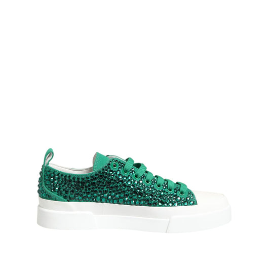 Dolce & Gabbana Green Portofino Crystal DG Logo Sneakers Shoes Dolce & Gabbana