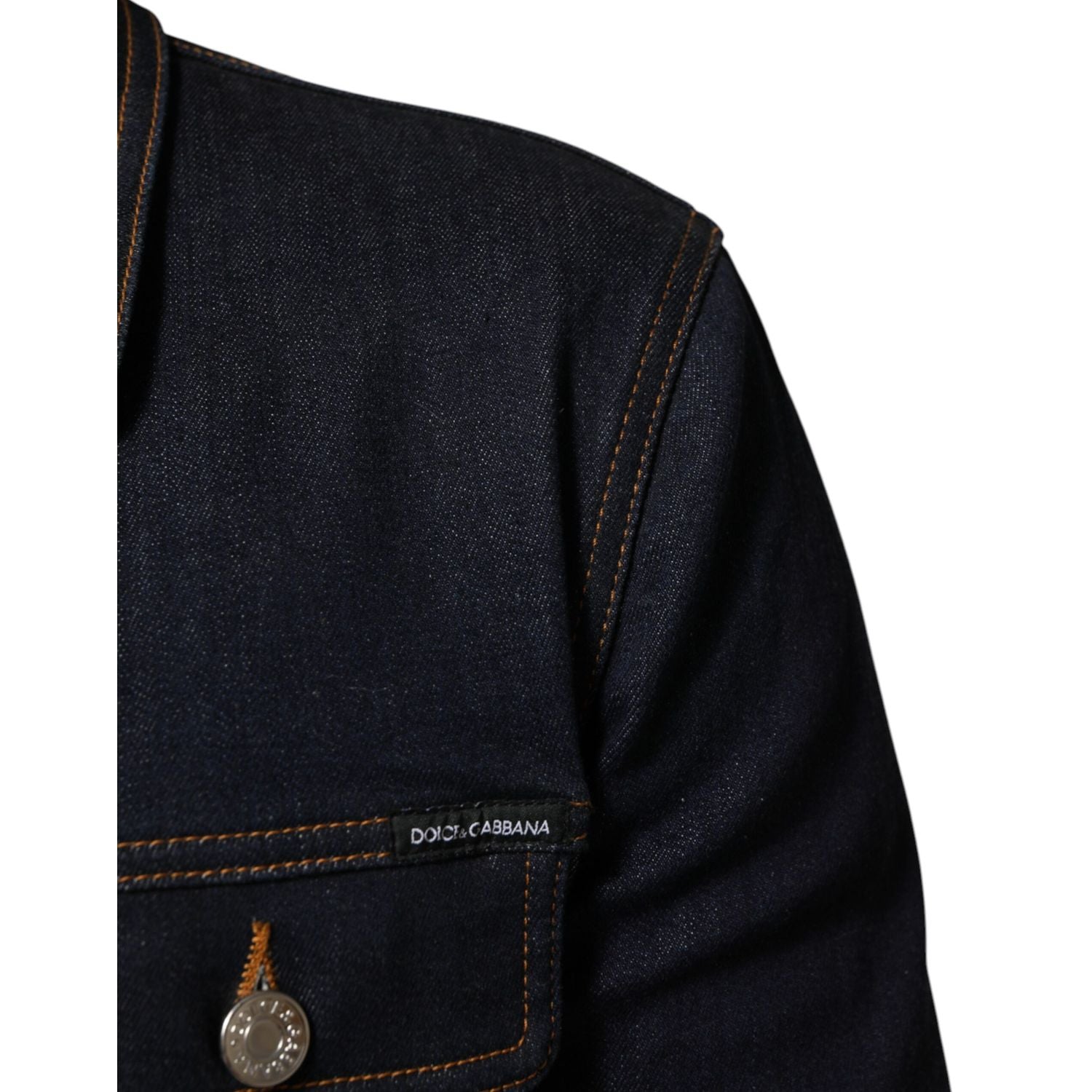 Dolce & Gabbana Indigo Blue Denim Slim Fit Logo Patch Jacket