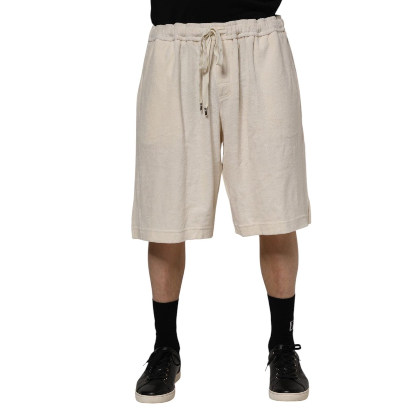 Dolce & Gabbana Ivory Cotton Men Bermuda Sweatshorts Shorts Dolce & Gabbana