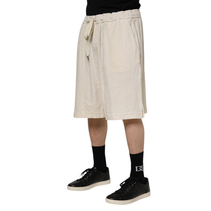 Dolce & Gabbana Ivory Cotton Men Bermuda Sweatshorts Shorts Dolce & Gabbana