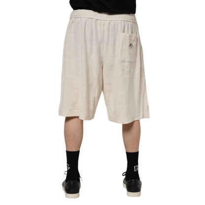 Dolce & Gabbana Ivory Cotton Men Bermuda Sweatshorts Shorts Dolce & Gabbana