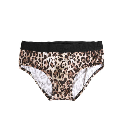Dolce & Gabbana Leopard Print Black Waistband Cotton Underwear