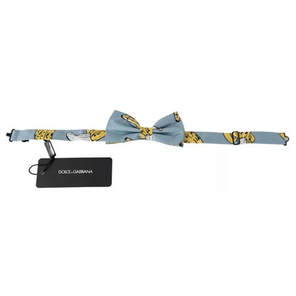 Dolce & Gabbana Light Blue Banana Print Silk Men Neck Bow Tie Dolce & Gabbana