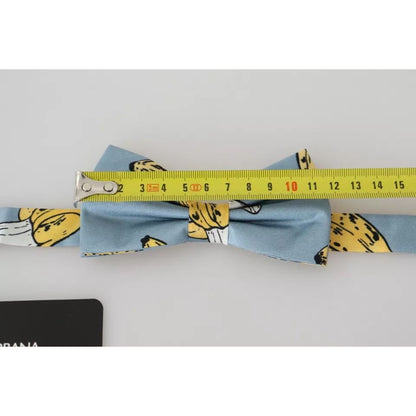 Dolce & Gabbana Light Blue Banana Print Silk Men Neck Bow Tie Dolce & Gabbana
