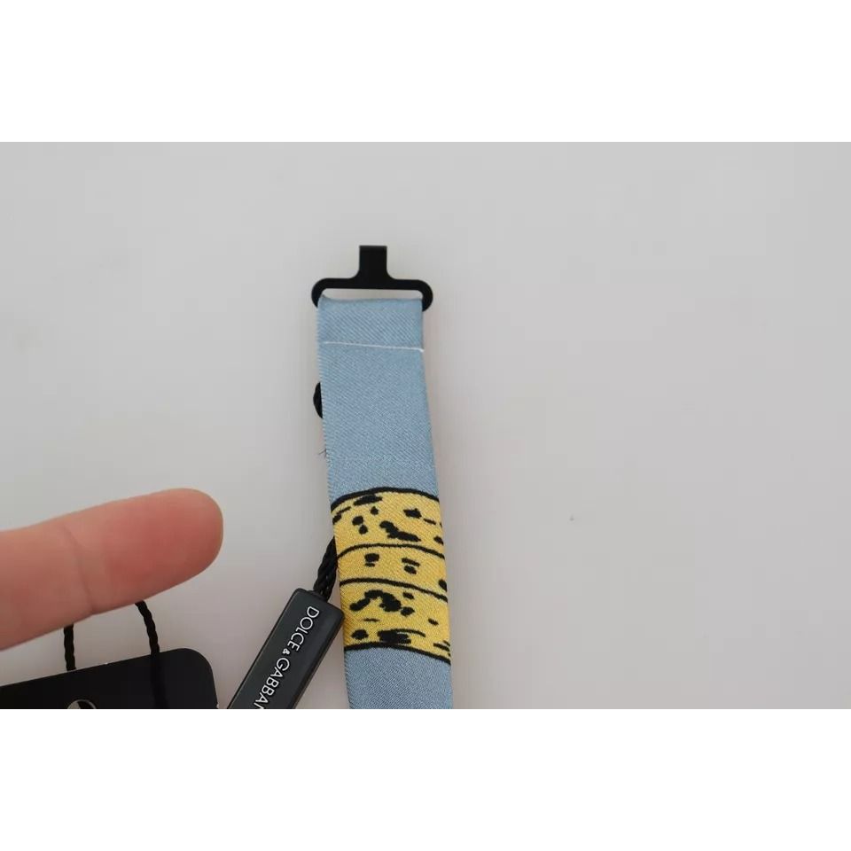 Dolce & Gabbana Light Blue Banana Print Silk Men Neck Bow Tie Dolce & Gabbana