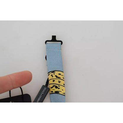 Dolce & Gabbana Light Blue Banana Print Silk Men Neck Bow Tie Dolce & Gabbana