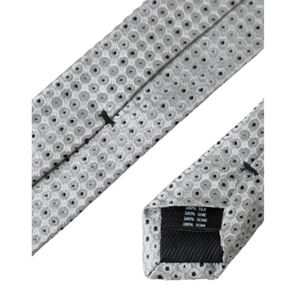 Dolce & Gabbana Light Gray Polka Dot Silk Adjustable Men Tie Dolce & Gabbana