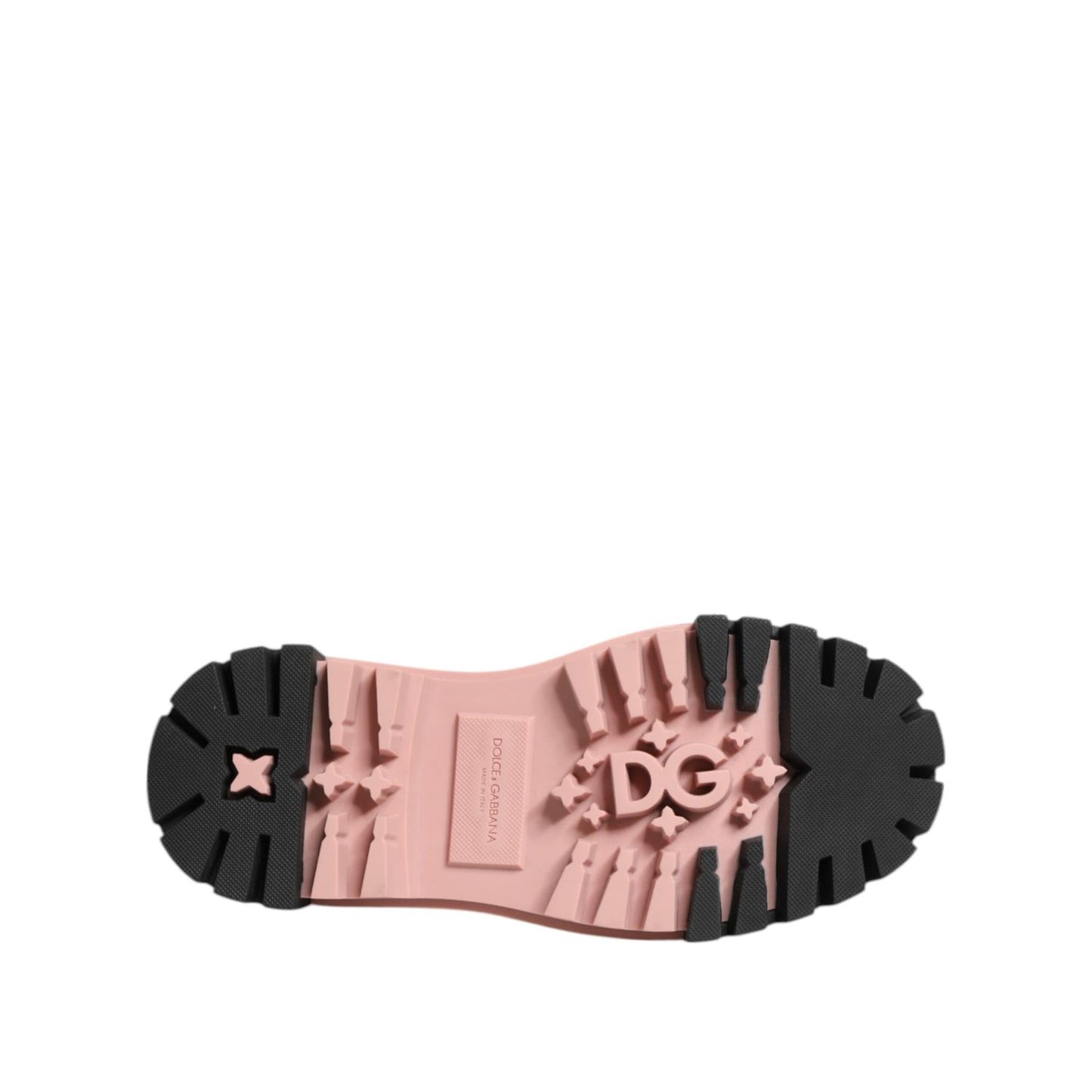 Dolce & Gabbana Light Powder Pink Black Leather Lace-Up Shoes Dolce & Gabbana