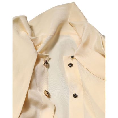 Dolce & Gabbana Light Yellow Ascot Collar Buttoned Blouse Top Dolce & Gabbana