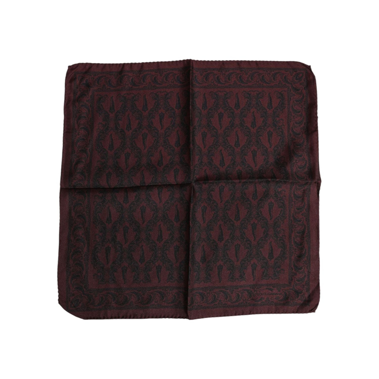 Dolce & Gabbana Maroon Black Printed Square Men Foulard Scarf