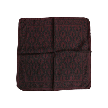 Dolce & Gabbana Maroon Black Printed Square Men Foulard Scarf Dolce & Gabbana