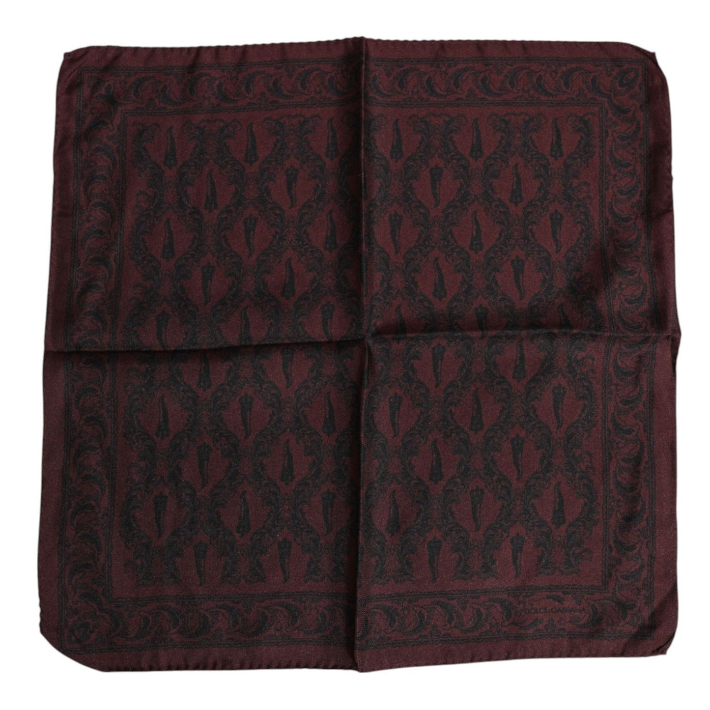 Dolce & Gabbana Maroon Black Printed Square Men Foulard Scarf Dolce & Gabbana