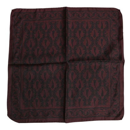 Dolce & Gabbana Maroon Black Printed Square Men Foulard Scarf Dolce & Gabbana